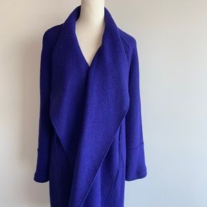 Tahari Bright Blue Wool Coat Long